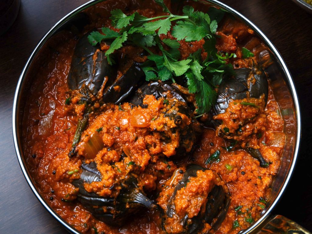 Sula Main Street: Rich Bhagara Baingan Rich Bhagara Baingan (spiced eggplant curry) dish.