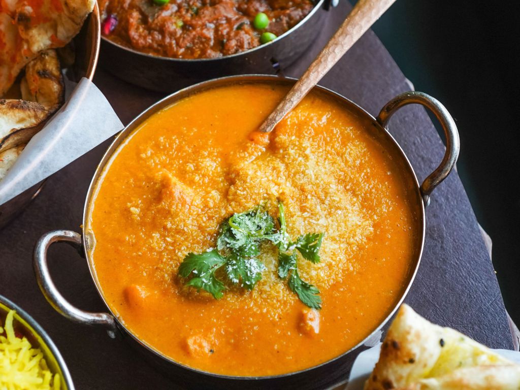 Creamy chicken coconut curry dish.