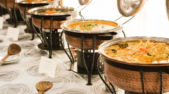  Buffet Rental & Setup  <small>We Currently offer Stainless steel style buffet and hammered copper style buffet setup.We offer straight, multi sided and multi level buffet setup depending on the venue</small>
