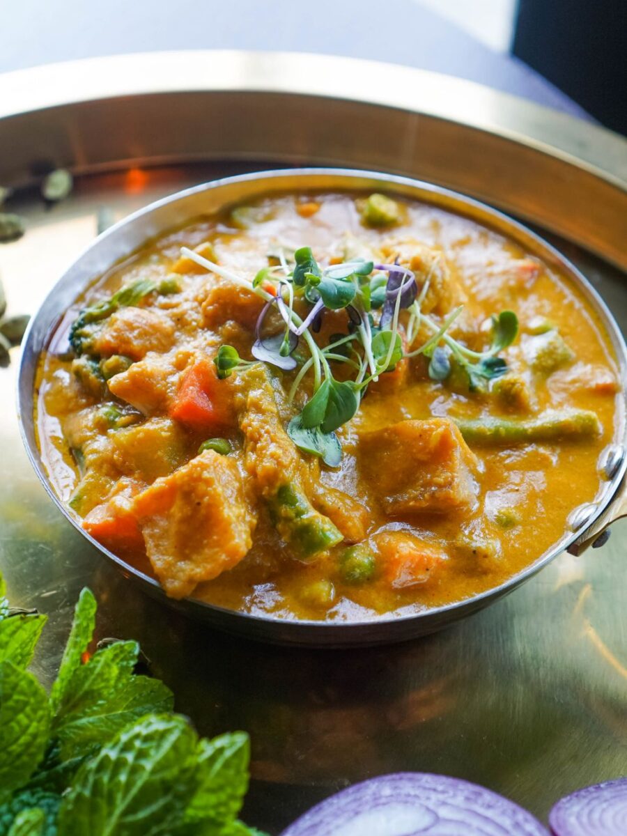 Creamy Vegetable Coconut Curry Indian Vegan Dish 900×1200