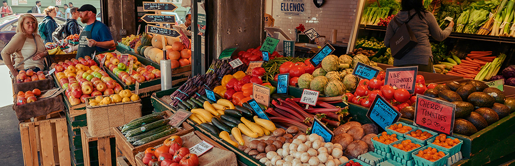Granville Island Public Market stalls Vancouver